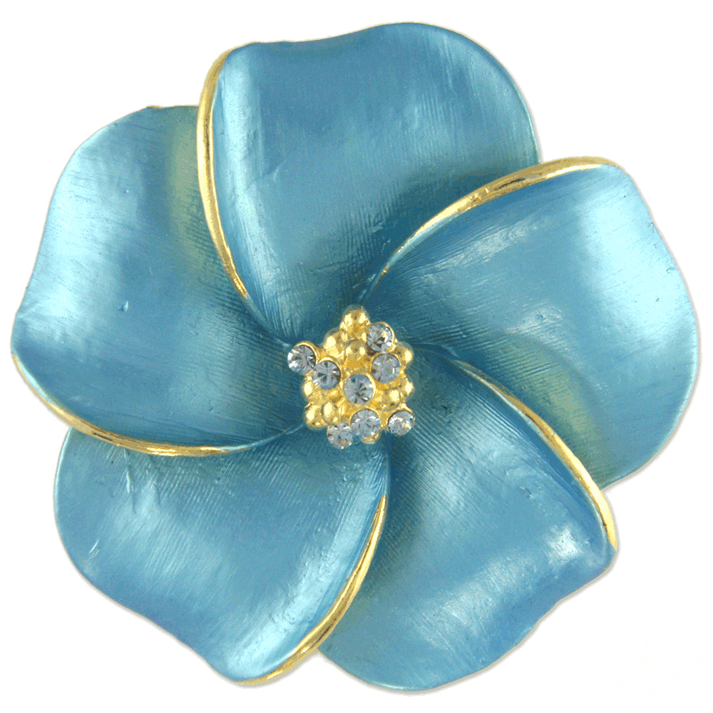 GB2479 | Gold Plated Austrian Crystal Hibiscus Floral Flower Brooch, Earrings, or Pendant