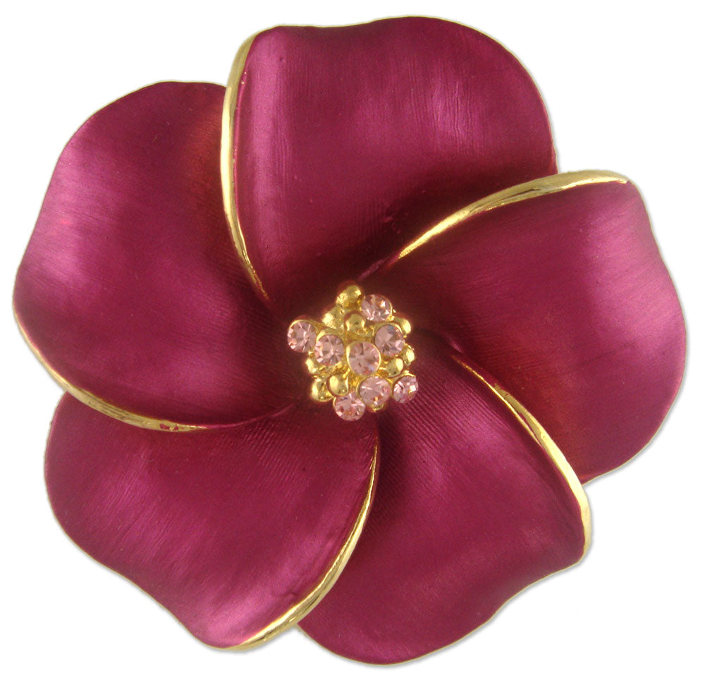 GB2479 | Gold Plated Austrian Crystal Hibiscus Floral Flower Brooch, Earrings, or Pendant