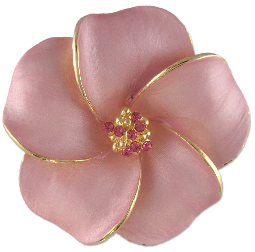 GB2479 | Gold Plated Austrian Crystal Hibiscus Floral Flower Brooch, Earrings, or Pendant