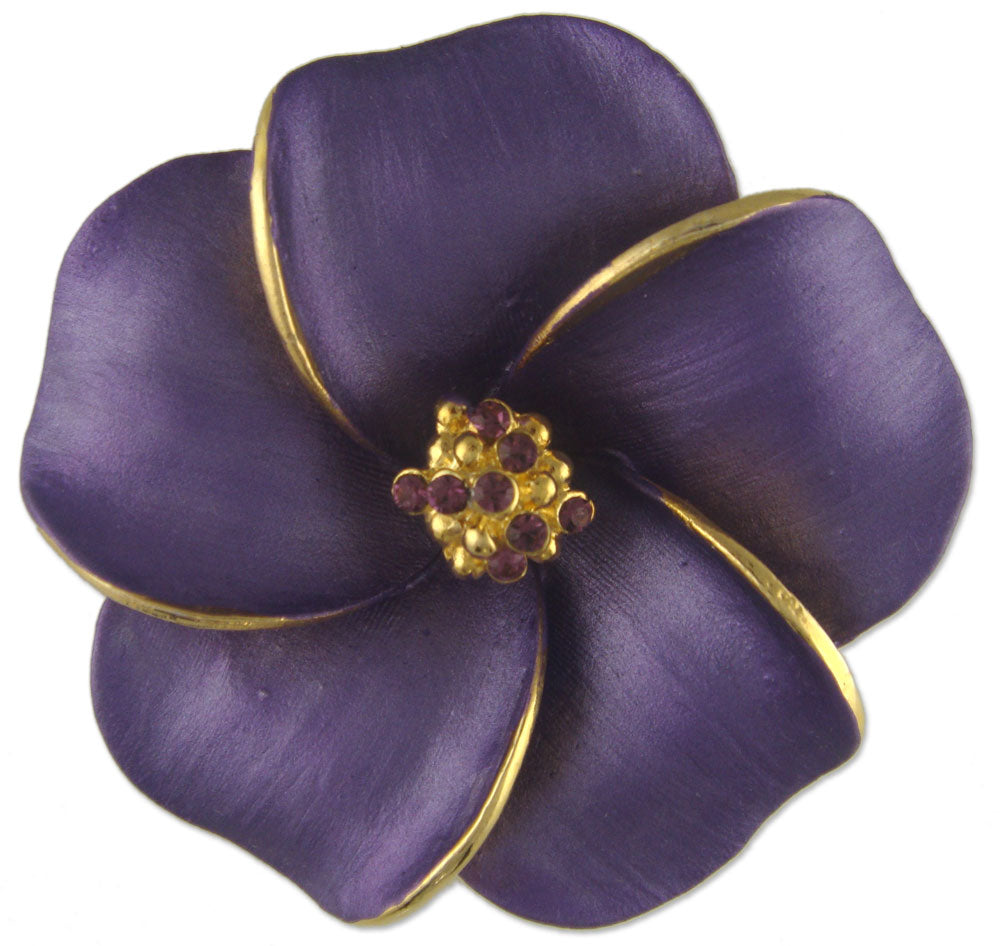 GB2479 | Gold Plated Austrian Crystal Hibiscus Floral Flower Brooch, Earrings, or Pendant