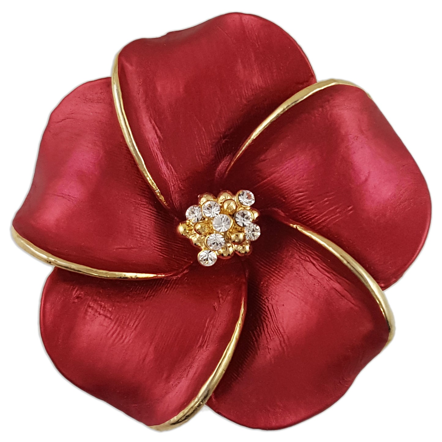 GB2479 | Gold Plated Austrian Crystal Hibiscus Floral Flower Brooch, Earrings, or Pendant