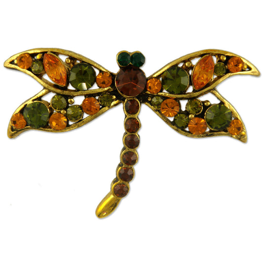 GB2374 | Antique Austrian Crystal Flying Dragonfly Insect Brooch Pin