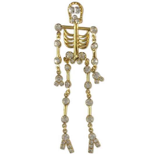 GB2423 | Austrian Crystal Rhodium Plated Halloween Skeleton Brooch Pin